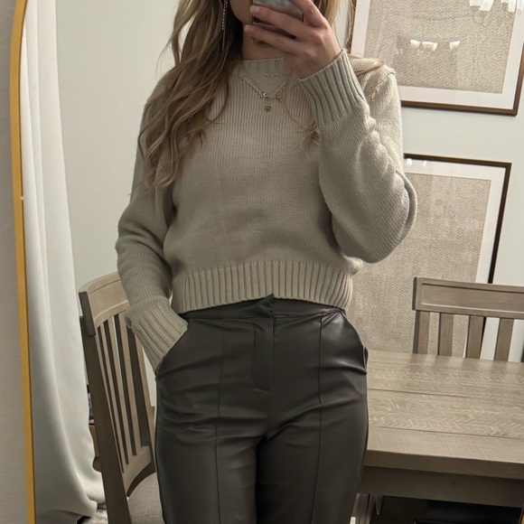 Double Zero Sweaters - Women's Light Grey Crop Sweater